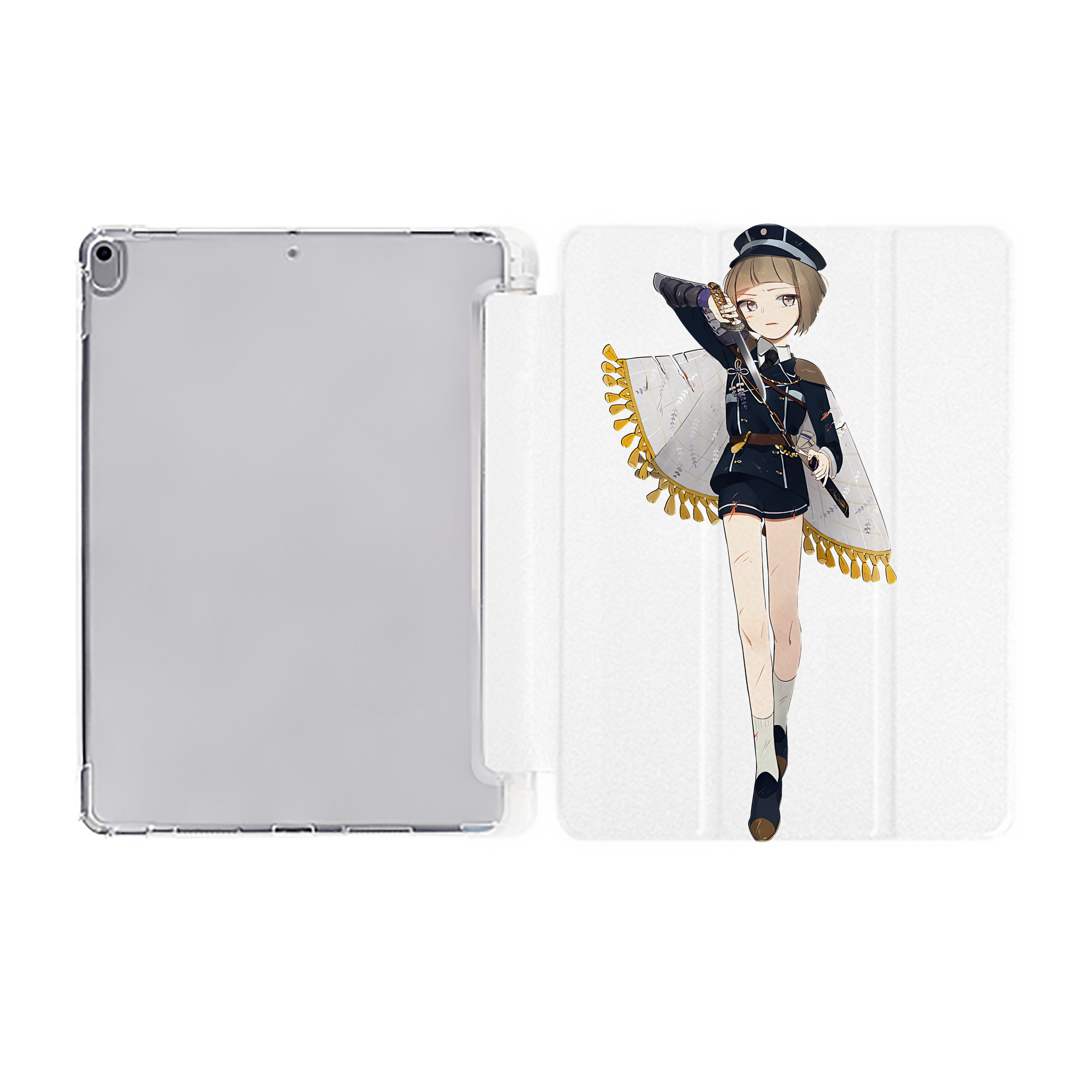 （画像用） 刀剣乱舞 Touken Ranbu IPad ケース ペン収納付き 三つ折りスタンド PUレザー×シリコン 対応機種9.5/10.5/10.9インチ